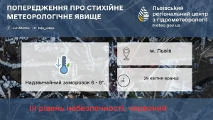 На Львівщині 29 квітня очікуються небезпечні нічні заморозки