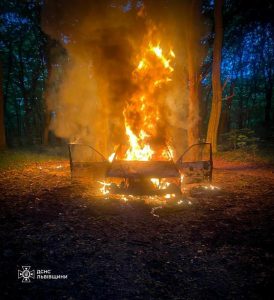 У Винниках пожежники понад три години приборкували полум’я в автівці — ФОТО