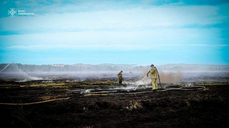 Поблизу Львова продовжують гасити потужну торф’яну пожежу