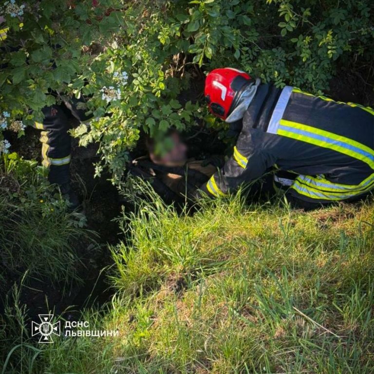 Поблизу Львова рятувальники звільнили чоловіка, що застряг посеред вулиці