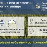 28 травня на Львівщині прогнозують поривистий вітер і місцеві грози