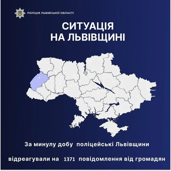 Протягом доби поліція Львівщини розглянула 1371 звернення громадян