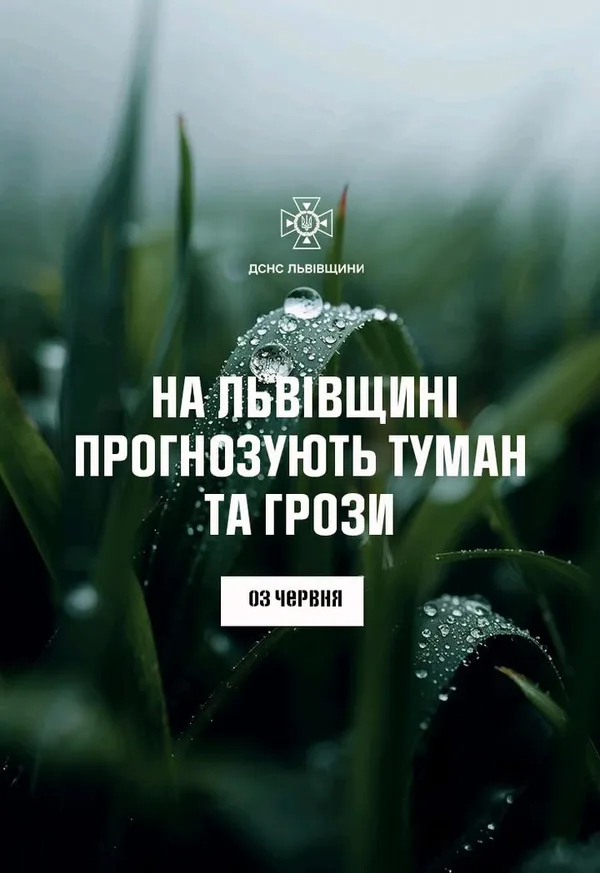 Туман і грози очікуються на Львівщині 3 червня