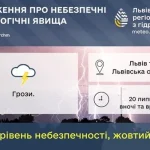Грози прогнозують у Львівській області 20 липня