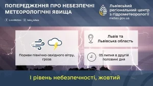 На Львівщині оголошено штормове попередження через грози й сильні пориви вітру