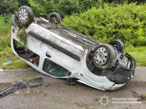 На Дрогобиччині перевернувся Renault Kangoo з травмованими жінкою та трьома дітьми