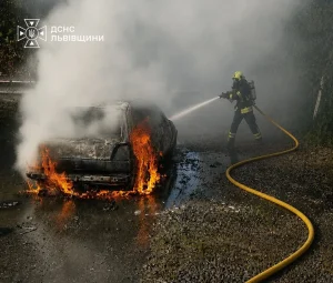 У Красному на Золочівщині під час руху загорілося легкове авто