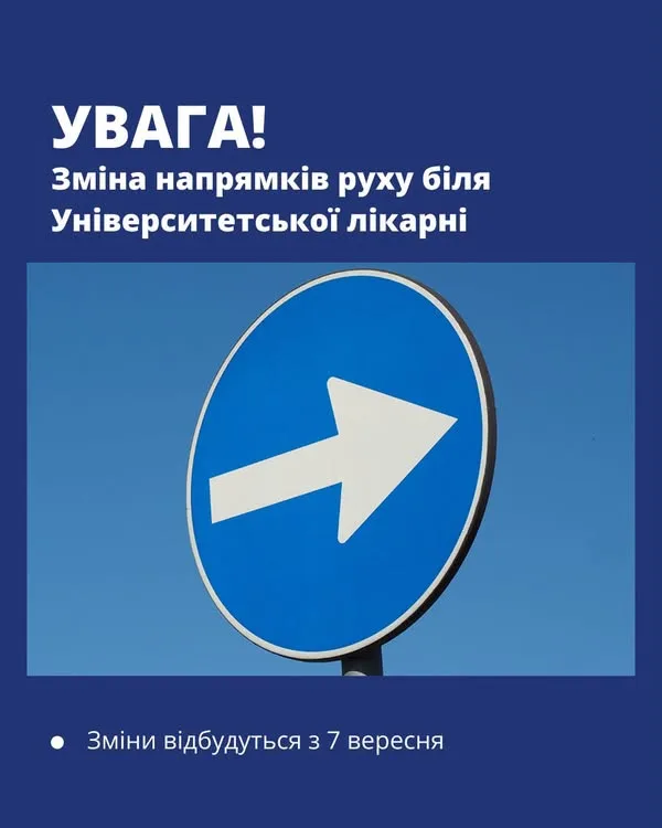 Новий режим руху на вулицях Сковороди та Кармалюка поруч із лікарнею ЛНМУ